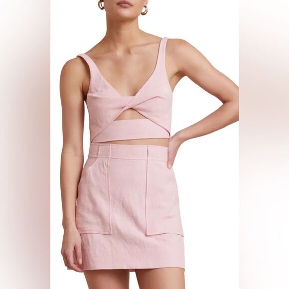 NWOT Bec & Bridge Bonnie Ramie Twist Front Cropped Tank Top in Peony size 10 - Picture 6 of 13